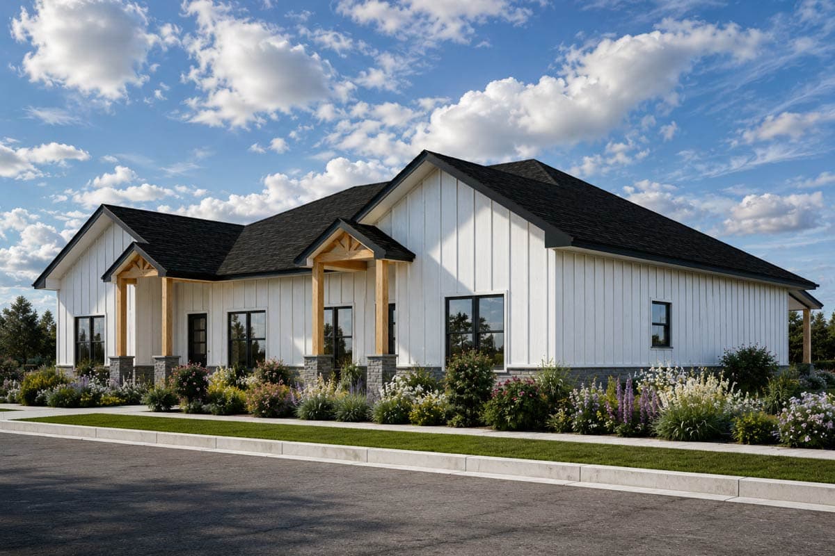 Plan 850058PKE: Farmhouse Style Duplex House Plan with Three Bedrooms - Image #2 - Country, Farmhouse, Ranch
