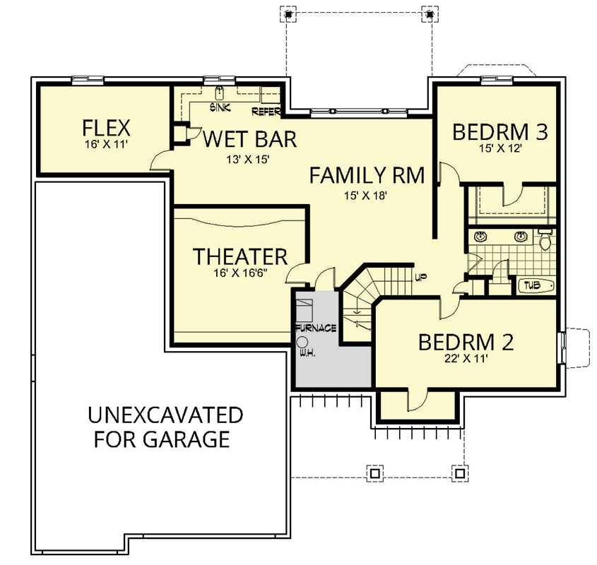 Plan 267125SPK: Expansive Craftsman House Plan with Basement and Three-Car Garage - Floor Plan - Lower Level - Craftsman, Northwest