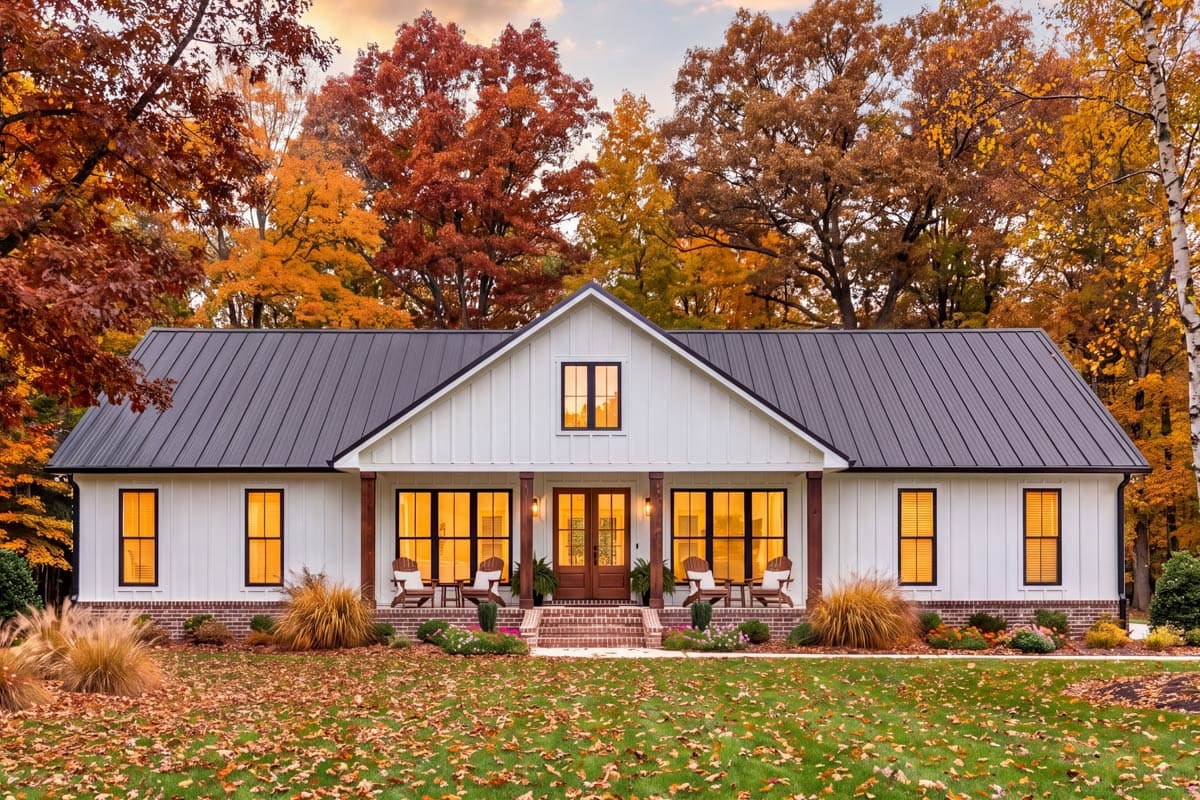 Plan image - 52060HZ:Barndominium Farmhouse House Plan Featuring Three Bedrooms and Covered Porches