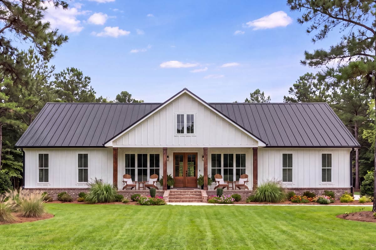 Plan 52060HZ: Barndominium Farmhouse House Plan Featuring Three Bedrooms and Covered Porches - Image #6 - Barndominium, Country, Farmhouse, Traditional