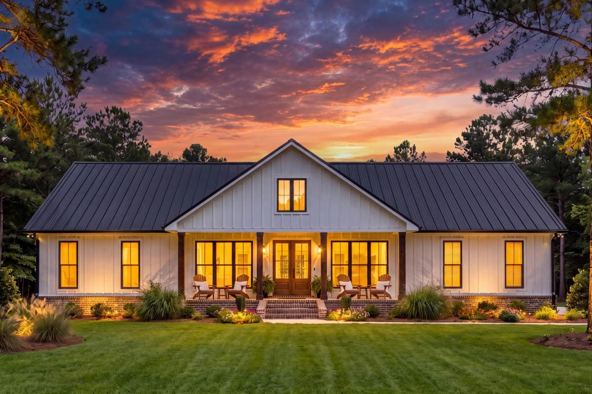 Plan 52060HZ: Barndominium Farmhouse House Plan Featuring Three Bedrooms and Covered Porches - Image #3 - Barndominium, Country, Farmhouse, Traditional