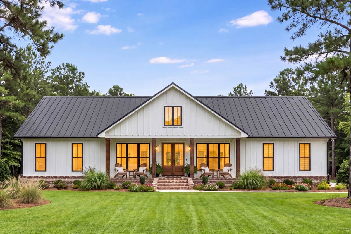 Plan 52060HZ: Barndominium Farmhouse House Plan Featuring Three Bedrooms and Covered Porches - Image #7 - Barndominium, Country, Farmhouse, Traditional