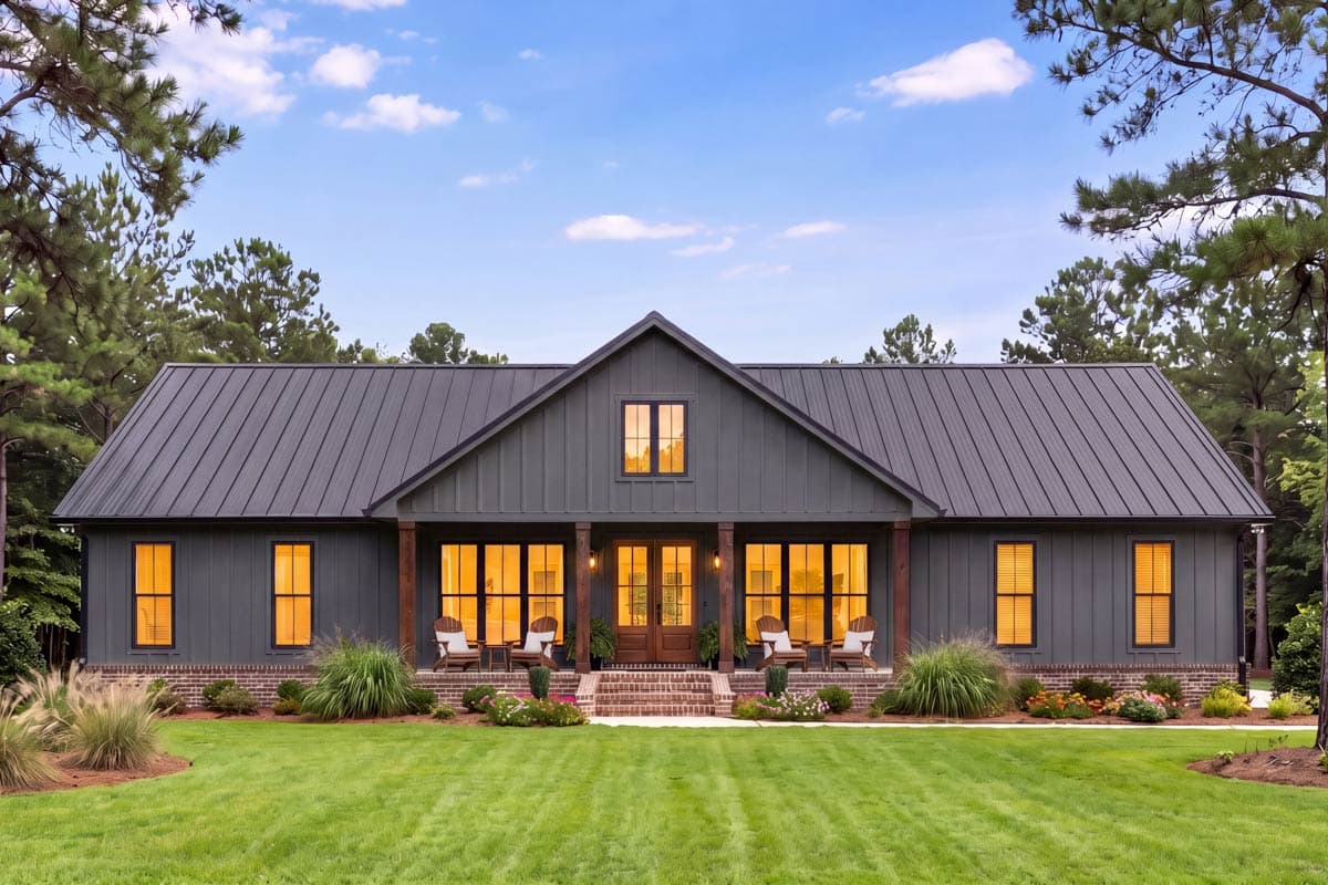 Plan 52060HZ: Barndominium Farmhouse House Plan Featuring Three Bedrooms and Covered Porches - Image #5 - Barndominium, Country, Farmhouse, Traditional