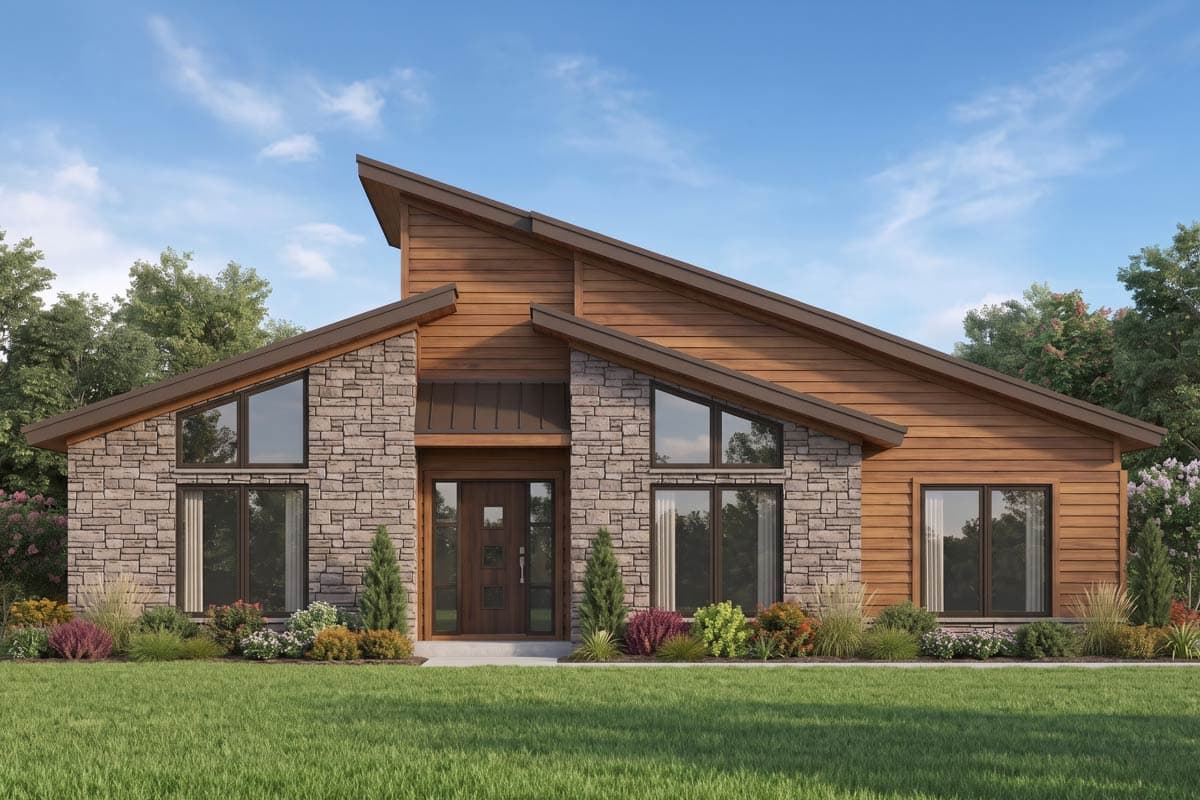 Plan 70986MK: Modern Contemporary House Plan Featuring Three Bedrooms and Vaulted Ceilings - Image #1 - Contemporary, Modern