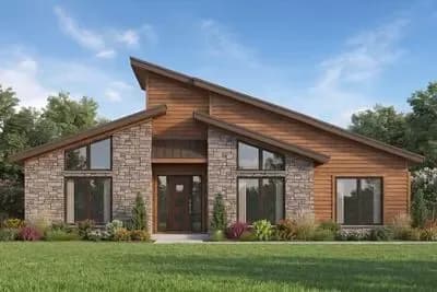 Modern Contemporary House Plan Featuring Three Bedrooms and Vaulted Ceilings