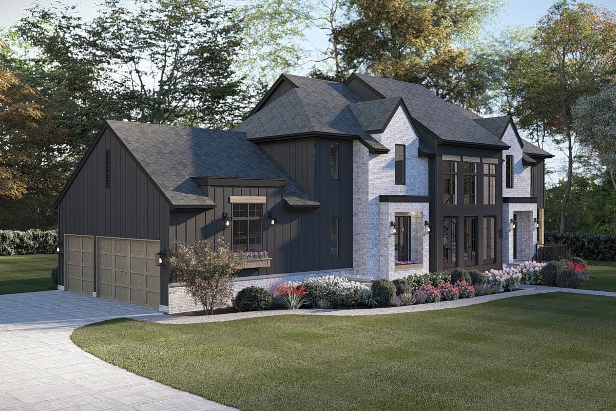 Plan 623672DJ: Modern Transitional House Plan with 3 Bedrooms and Attached 3-Car Garage - Image #5 - Modern, Transitional