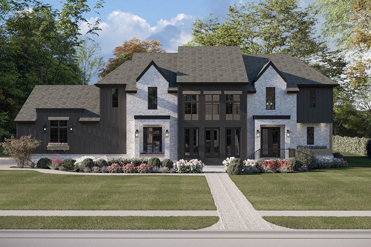 Plan 623672DJ: Modern Transitional House Plan with 3 Bedrooms and Attached 3-Car Garage - Image #3 - Modern, Transitional