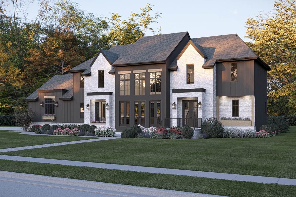 Plan 623672DJ: Modern Transitional House Plan with 3 Bedrooms and Attached 3-Car Garage - Image #4 - Modern, Transitional