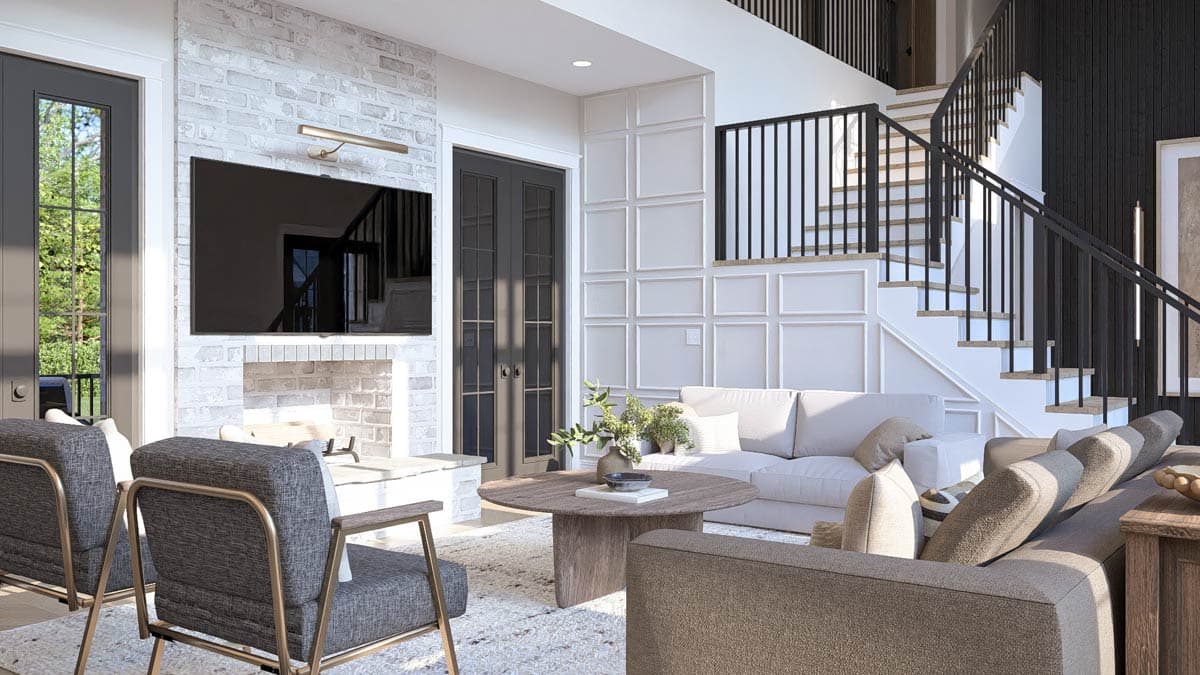 Plan 623672DJ: Modern Transitional House Plan with 3 Bedrooms and Attached 3-Car Garage - Image #10 - Modern, Transitional