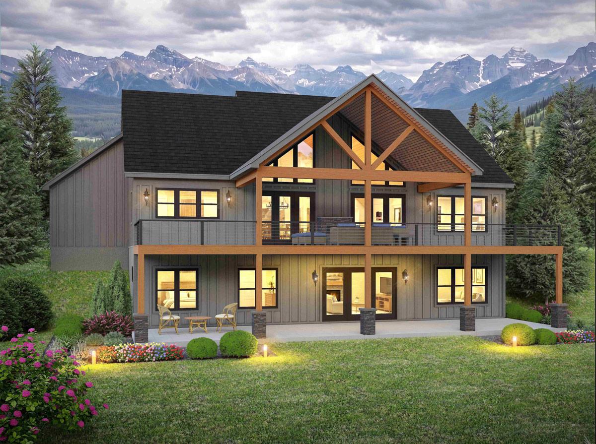 Plan 680699VR: 4 Bed Modern Farmhouse Plan with Vaulted Great Room and Walkout Basement - Image #2 - Farmhouse, Modern Farmhouse, Mountain, New American