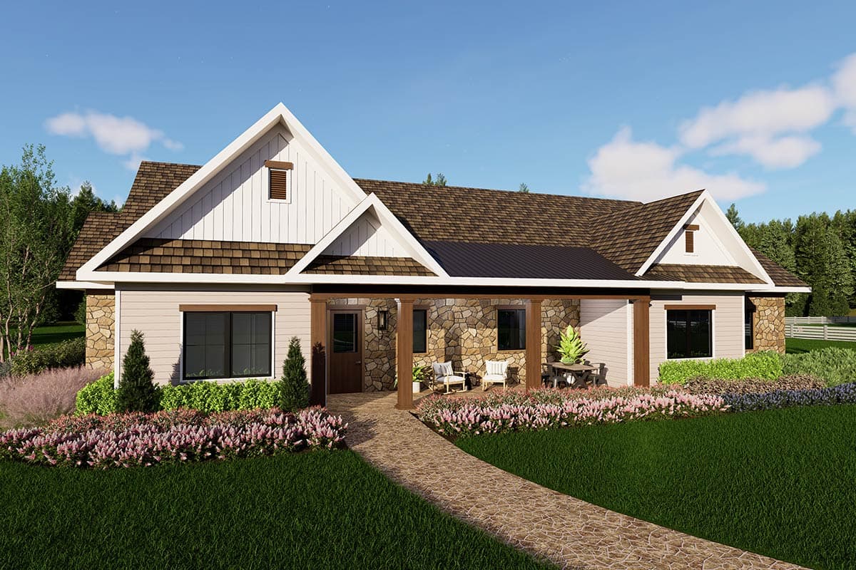Plan image - 871900JEN:Country Farmhouse House Plan with Three Bedrooms and Expansive Porches