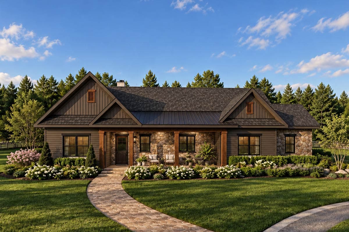 Plan 871900JEN: Accessible Cottage Ranch Home Plan with Split Bedroom Layout and Covered Front & Rear Porches - Image #2 - Cottage, Country, Farmhouse, Ranch