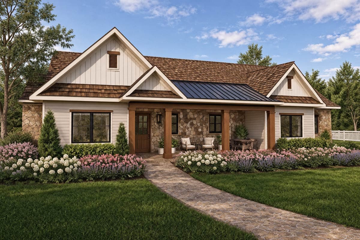 Plan 871900JEN: Accessible Cottage Ranch Home Plan with Split Bedroom Layout and Covered Front & Rear Porches - Image #4 - Cottage, Country, Farmhouse, Ranch