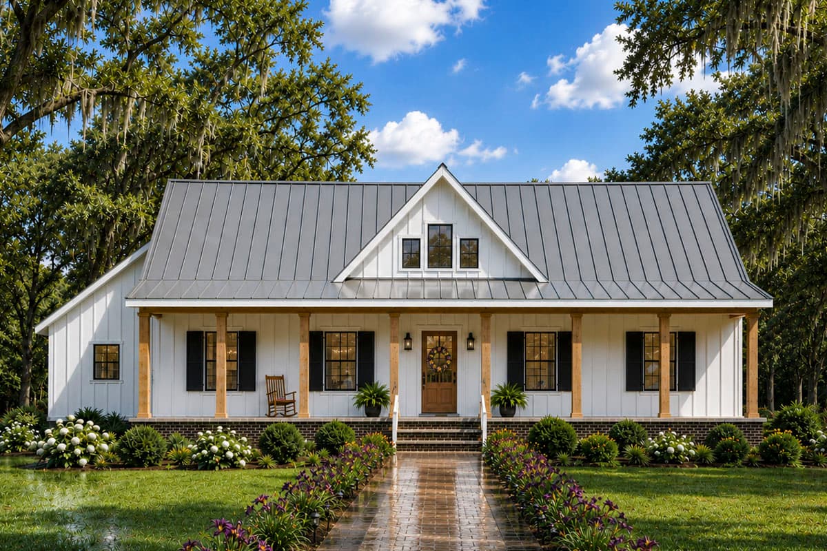 Plan 25089DH: Modern Farmhouse House Plan with 4 Bedrooms and 2-Car Garage - Image #2 - Country, Modern Farmhouse, New American