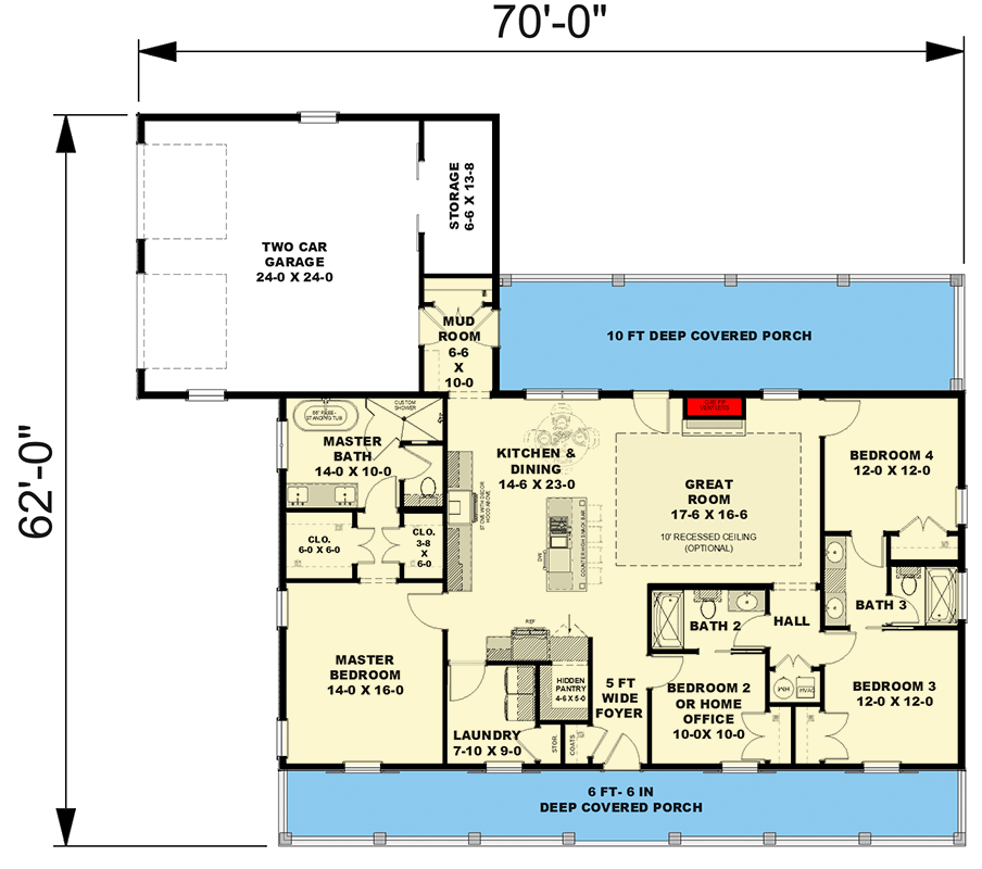 Plan 25089DH: Modern Farmhouse House Plan with 4 Bedrooms and 2-Car Garage - Floor Plan - Image #22 - Country, Modern Farmhouse, New American