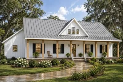 Modern Farmhouse House Plan with 4 Bedrooms and 2-Car Garage