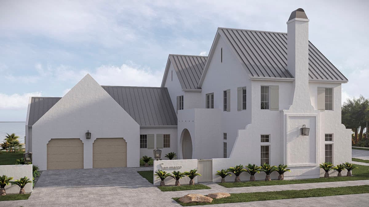 Plan 623673DJ: Coastal Contemporary House Plan with Four Bedrooms and Two-Story Great Room - Image #3 - Coastal Contemporary, Contemporary, Florida-Style