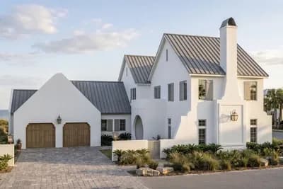 Coastal Contemporary House Plan with Four Bedrooms and Two-Story Great Room