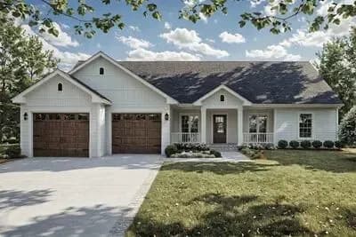 Charming Three Bedroom Modern Farmhouse House Plan with Two Car Garage