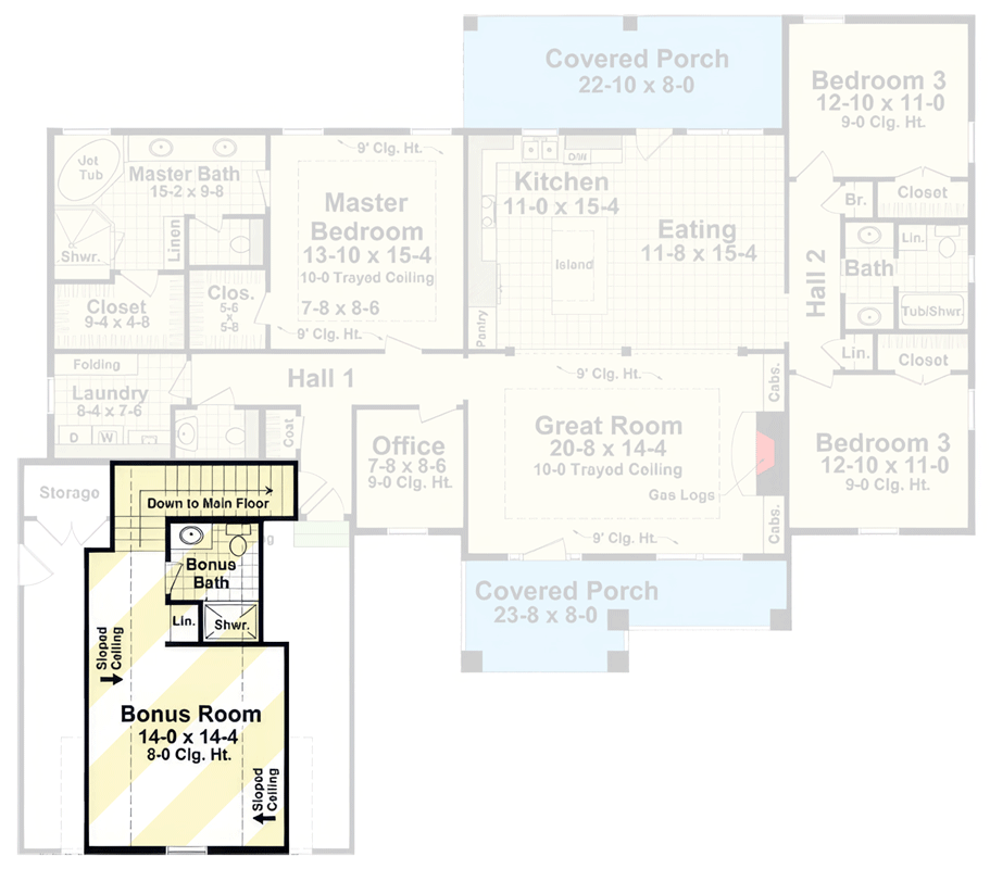 Plan 51407MM: Modern Farmhouse Ranch House Plan with 3 Bedrooms and Bonus Room - Floor Plan - Optionally Finished Bonus - Farmhouse, Modern Farmhouse, Ranch, Traditional