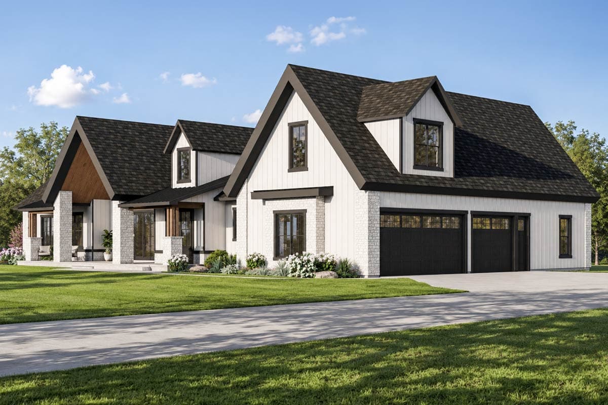Plan 135473GRA: Spacious Farmhouse House Plan with Three Bedrooms and Expansive Bonus Room - Image #3 - Country, Craftsman, Farmhouse, New American, Traditional, Transitional