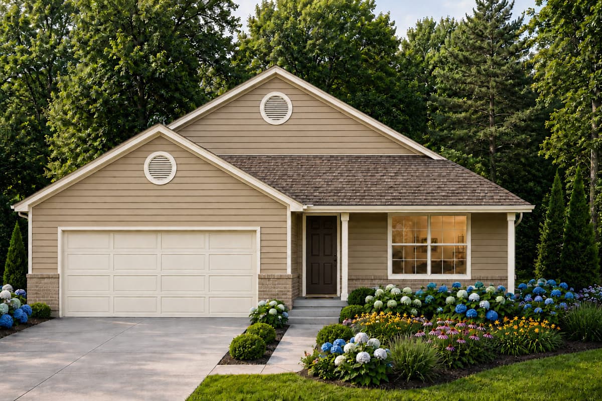 Plan 849174PGE: Three Bedroom Traditional House Plan with Two Car Garage - Image #2 - Country, Traditional