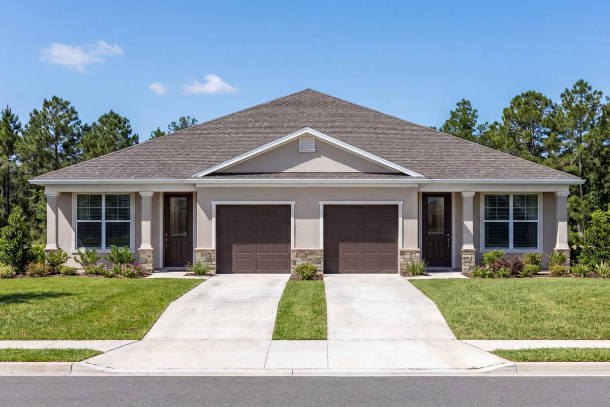 Plan image - 64345BT:Charming Craftsman Duplex House Plan with Three Bedrooms and Attached Garages