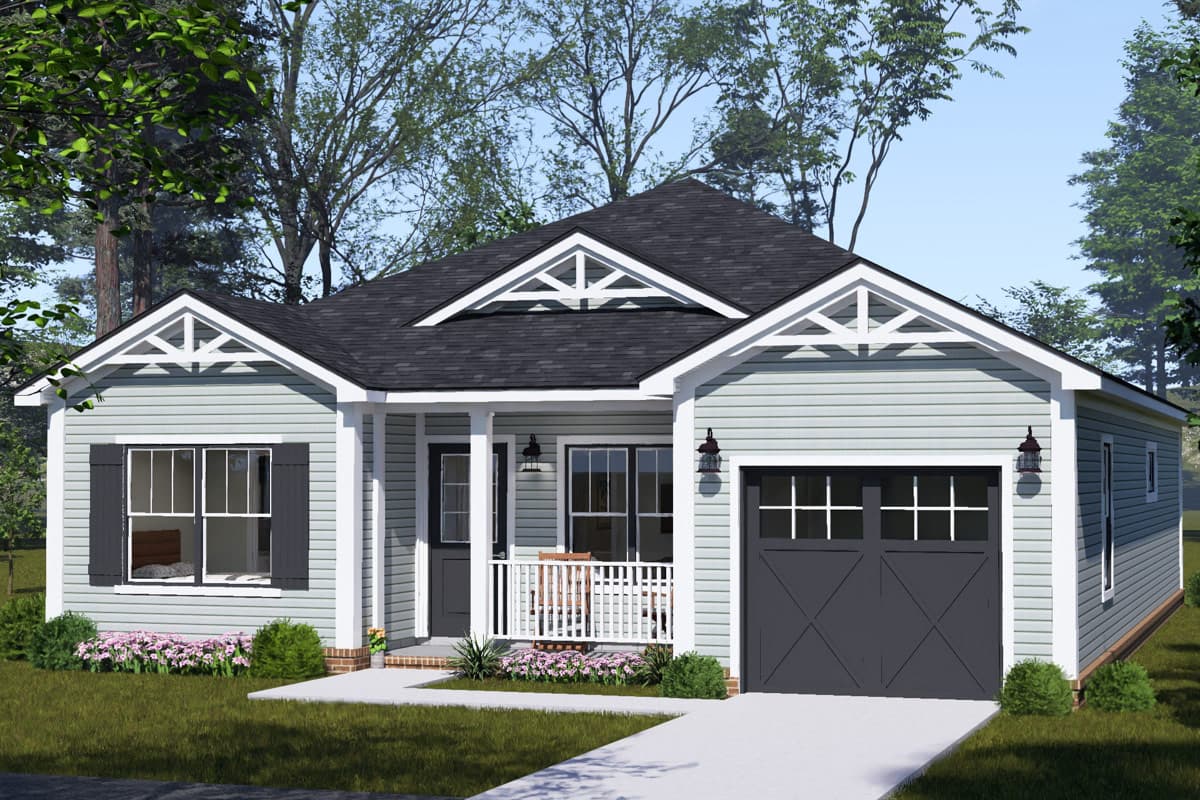 Plan 52585WM: Craftsman House Plan with Three Bedrooms and Attached Garage - Image #3 - Craftsman, Traditional