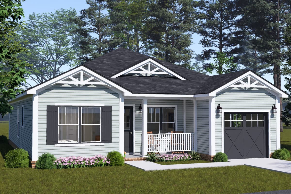 Plan 52585WM: Craftsman House Plan with Three Bedrooms and Attached Garage - Image #6 - Craftsman, Traditional