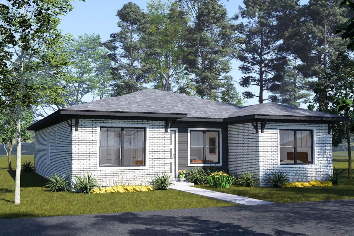 Plan 52588WM: Contemporary Four-Bedroom House Plan with Efficient 1,620 Square Foot Layout - Image #3 - Contemporary, Modern