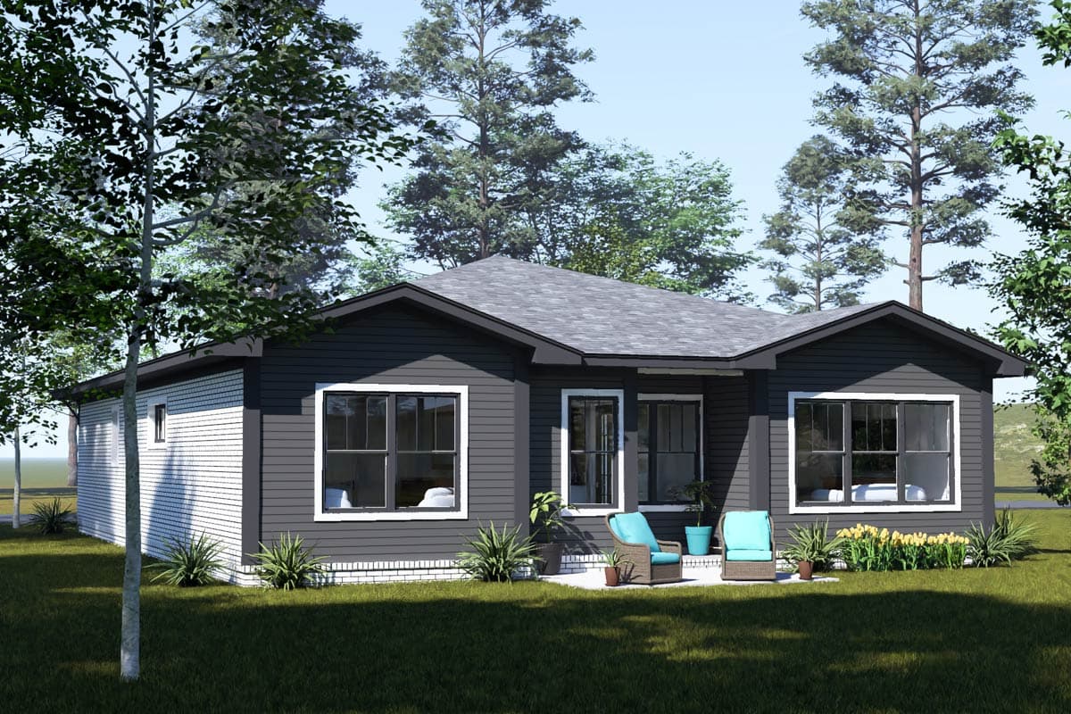 Plan 52588WM: Contemporary Four-Bedroom House Plan with Efficient 1,620 Square Foot Layout - Image #5 - Contemporary, Modern