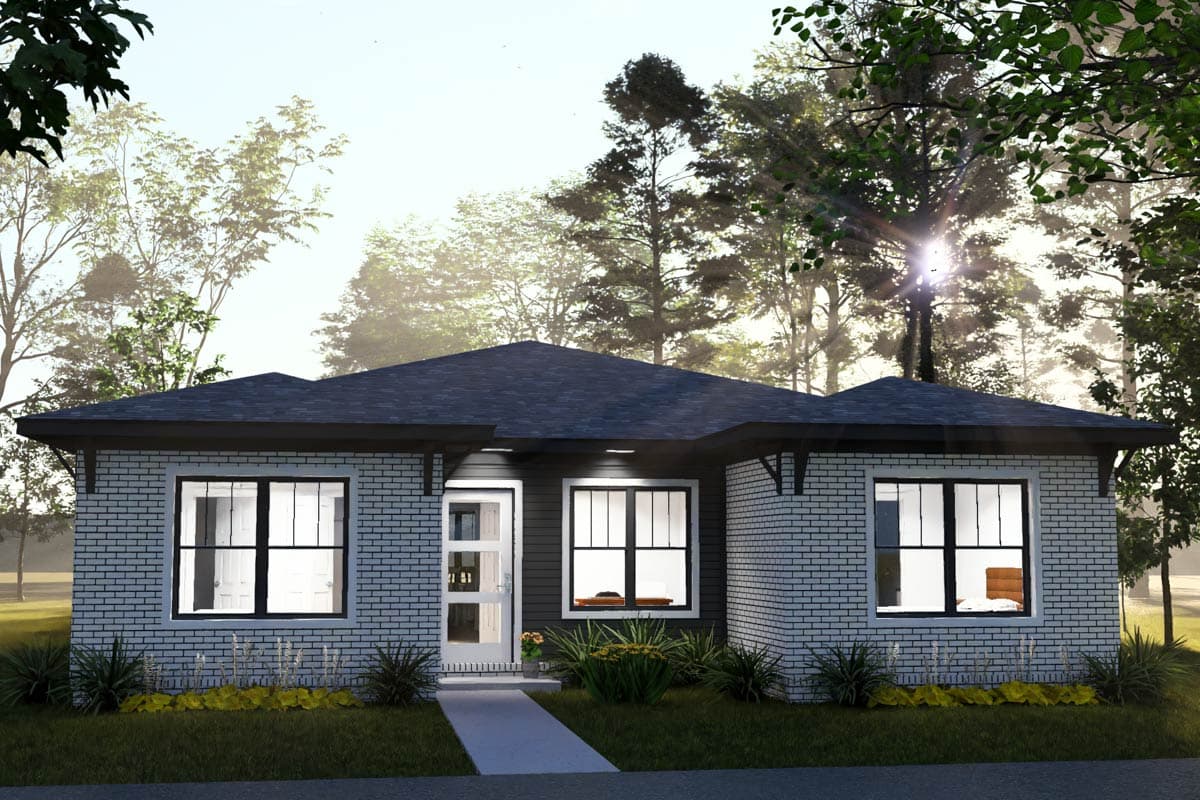 Plan 52588WM: Contemporary Four-Bedroom House Plan with Efficient 1,620 Square Foot Layout - Image #6 - Contemporary, Modern