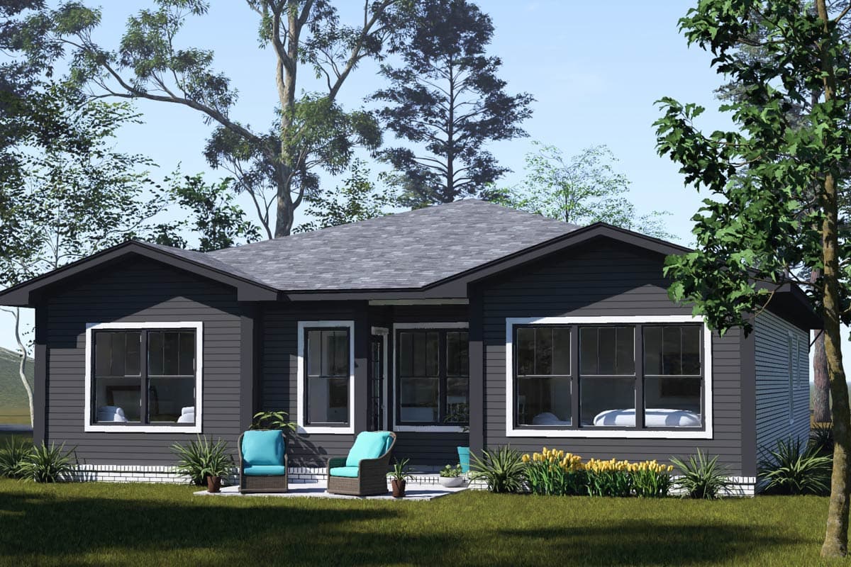 Plan 52588WM: Contemporary Four-Bedroom House Plan with Efficient 1,620 Square Foot Layout - Image #7 - Contemporary, Modern