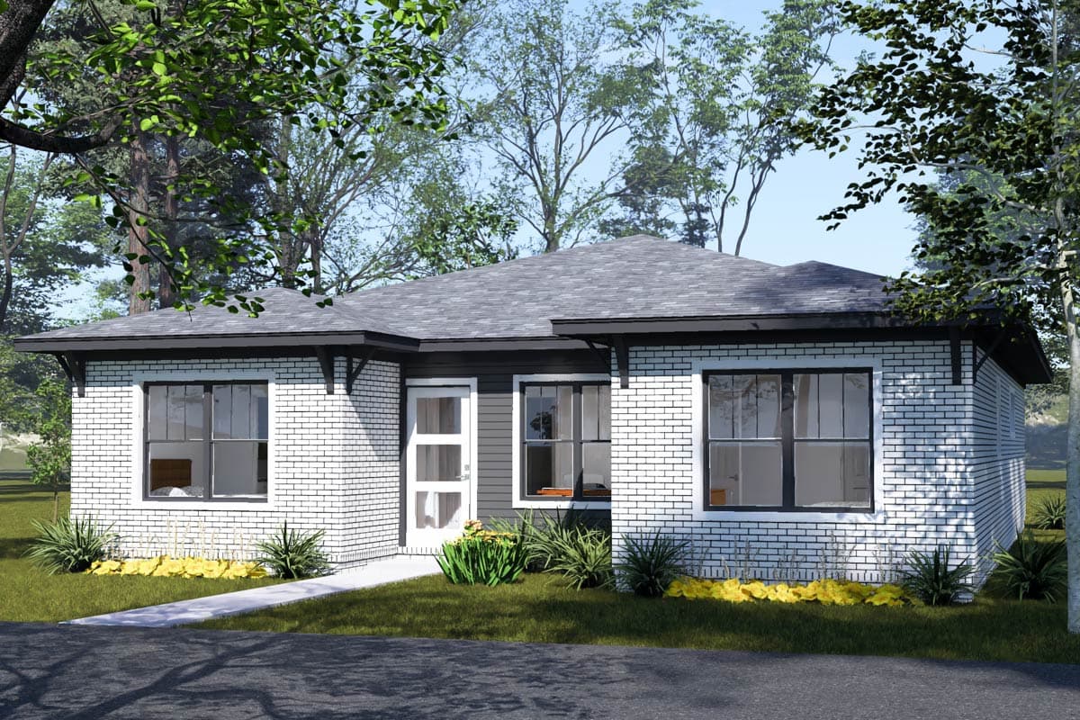 Plan 52588WM: Contemporary Four-Bedroom House Plan with Efficient 1,620 Square Foot Layout - Image #4 - Contemporary, Modern
