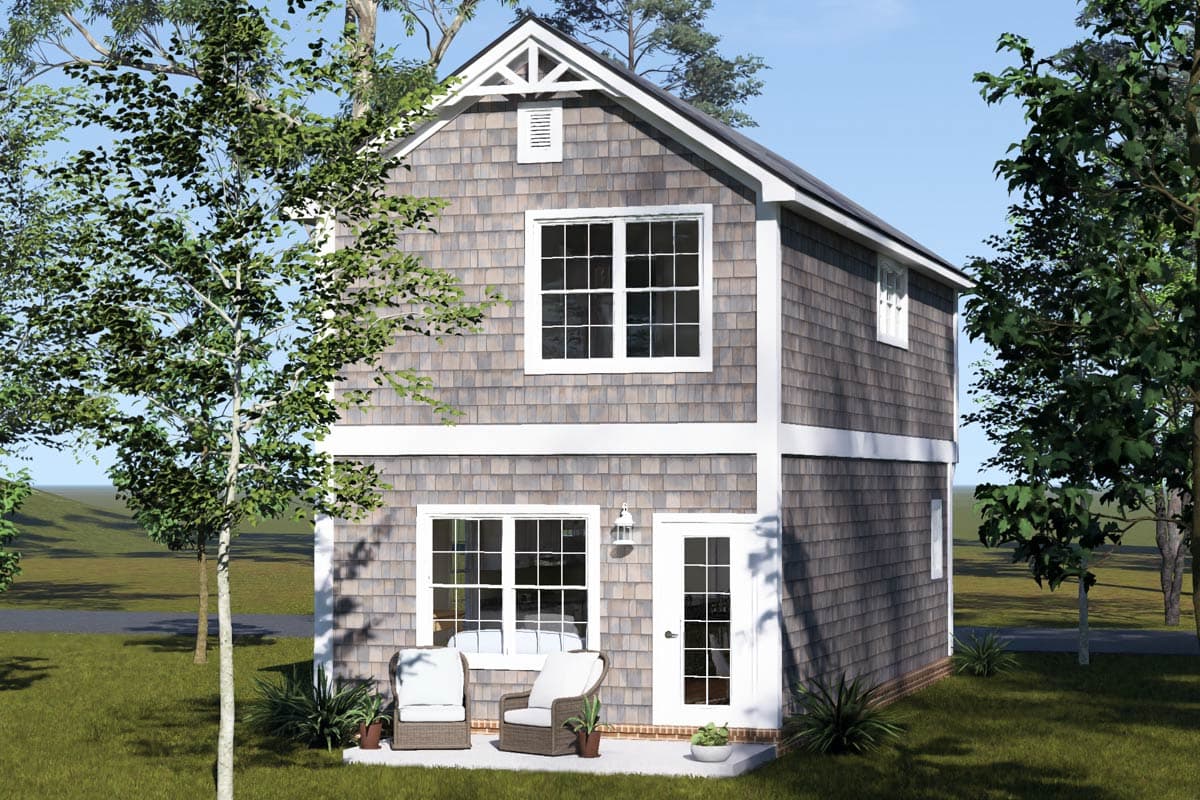 Plan 52589WM: Charming Two Bedroom Shingle Style Cottage House Plan - Image #5 - Cottage, Farmhouse, Shingle