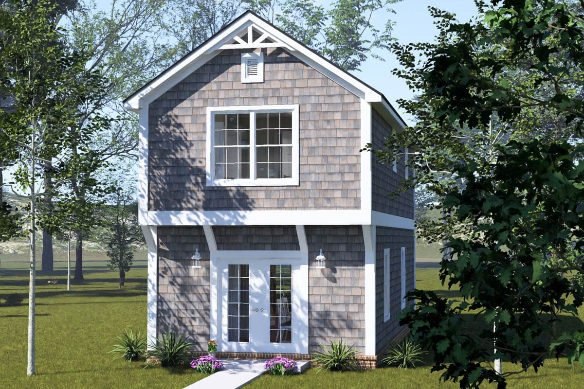 Plan 52589WM: Charming Two Bedroom Shingle Style Cottage House Plan - Image #4 - Cottage, Farmhouse, Shingle