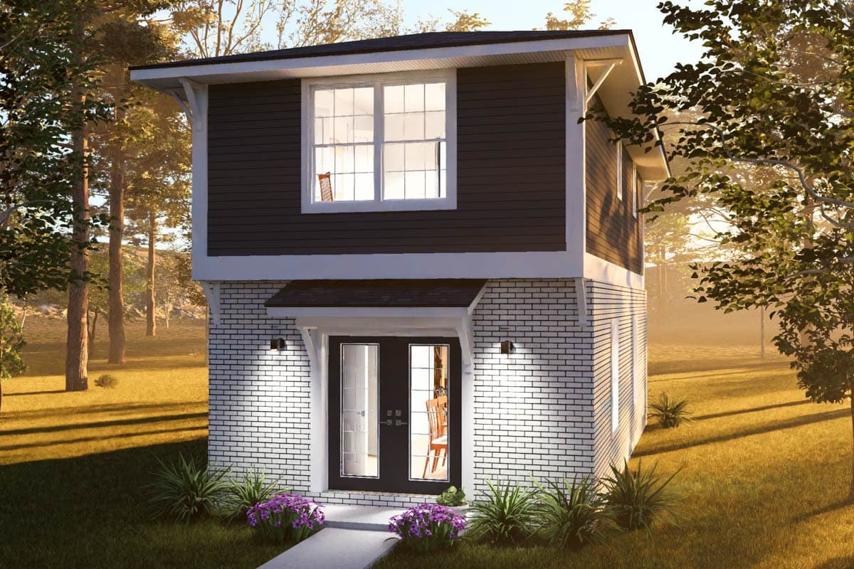 Plan 52590WM: Compact Contemporary Two-Story House Plan with Two Bedrooms - Image #2 - Contemporary, Modern