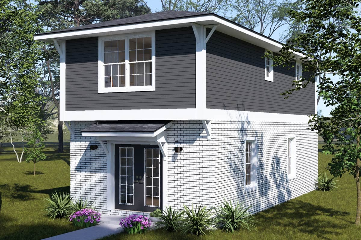 Plan 52590WM: Compact Contemporary Two-Story House Plan with Two Bedrooms - Image #3 - Contemporary, Modern