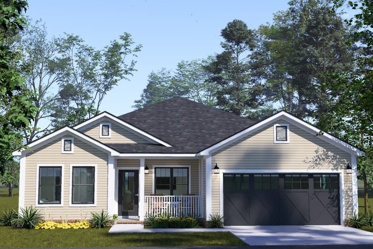 Plan 52591WM: Craftsman Cottage House Plan with Three Bedrooms and Study - Image #3 - Cottage, Craftsman, Traditional