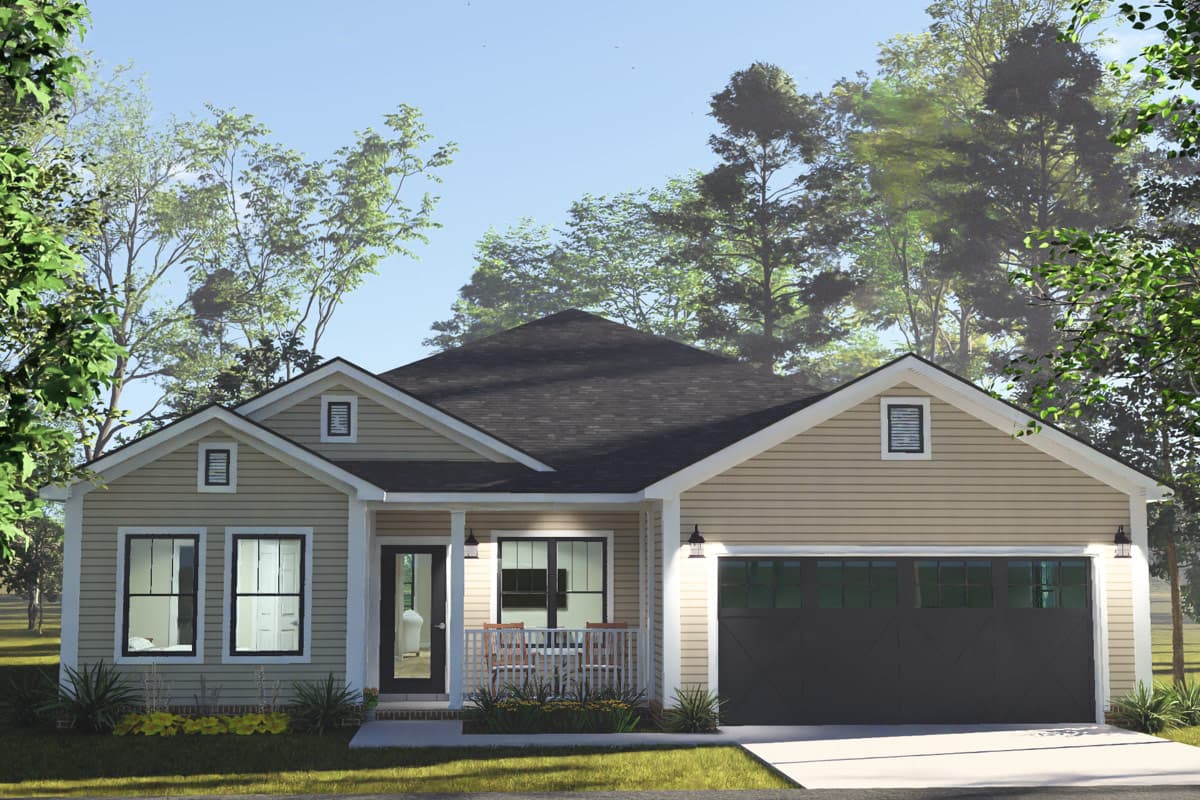 Plan 52591WM: Craftsman Cottage House Plan with Three Bedrooms and Study - Image #2 - Cottage, Craftsman, Traditional