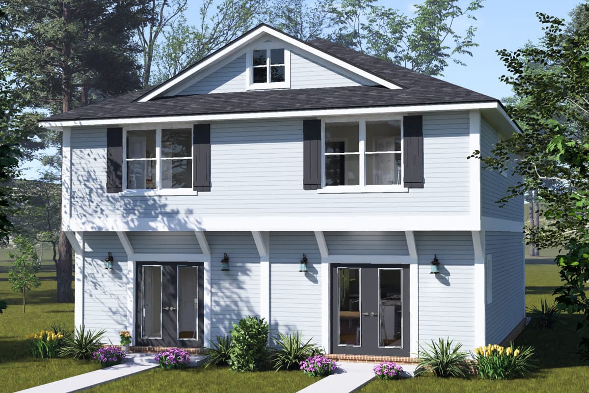 Plan image - 52593WM:Craftsman Duplex House Plan with Two Bedrooms and Two Bathrooms