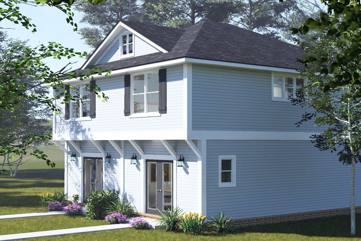 Plan 52593WM: Craftsman Duplex House Plan with Two Bedrooms and Two Bathrooms - Image #2 - Craftsman, Traditional