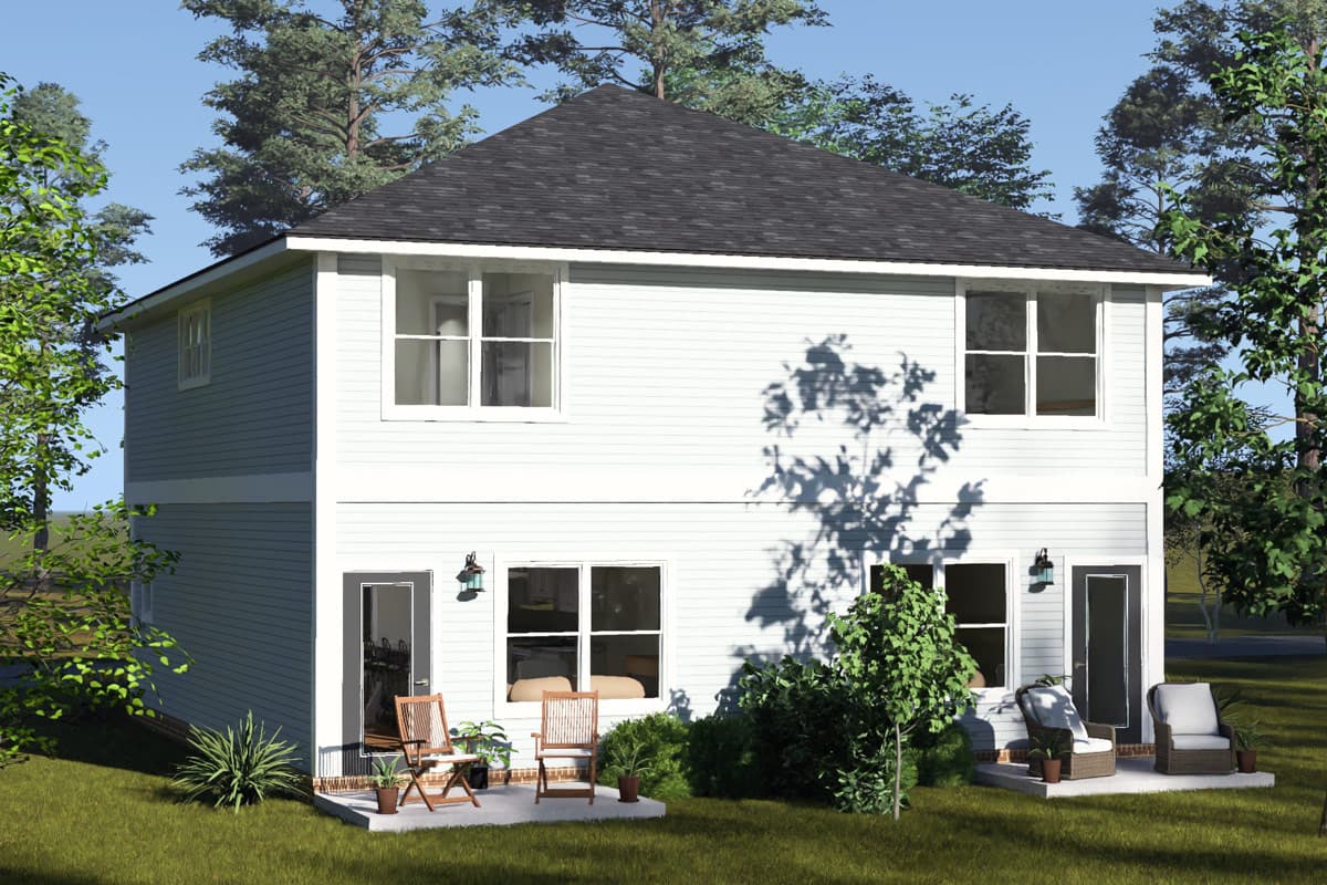 Plan 52593WM: Craftsman Duplex House Plan with Two Bedrooms and Two Bathrooms - Image #3 - Craftsman, Traditional