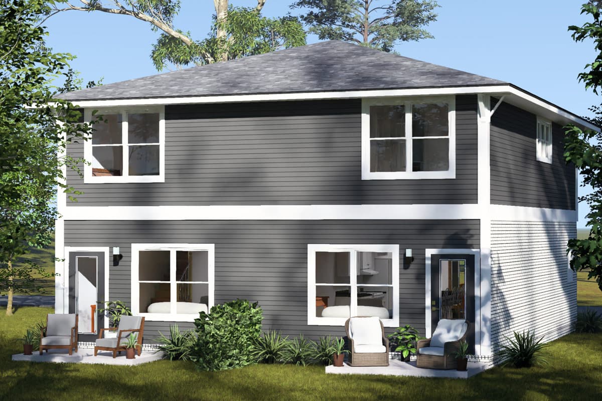 Plan 52594WM: Contemporary Two-Story Multifamily House Plan with Two Bedrooms - Image #6 - Contemporary, Modern, Victorian