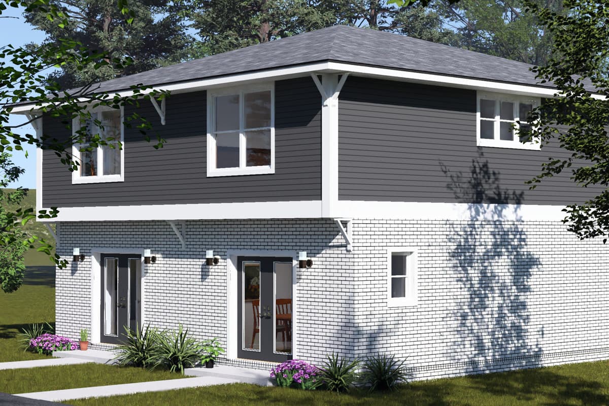 Plan 52594WM: Contemporary Two-Story Multifamily House Plan with Two Bedrooms - Image #3 - Contemporary, Modern, Victorian