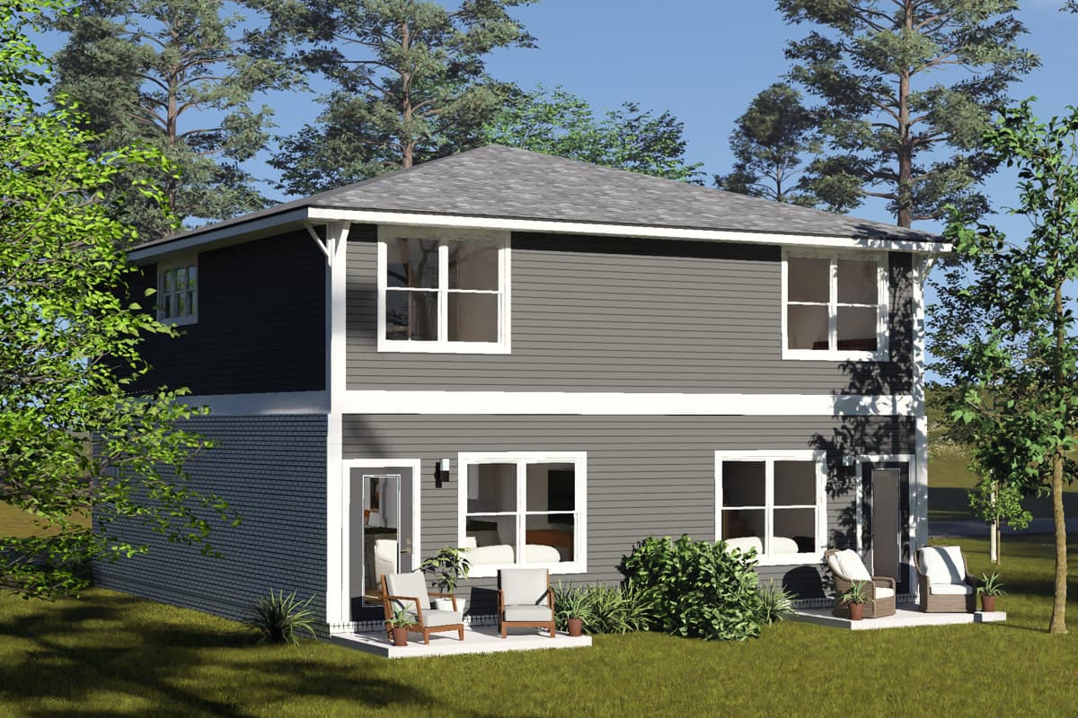 Plan 52594WM: Contemporary Two-Story Multifamily House Plan with Two Bedrooms - Image #5 - Contemporary, Modern, Victorian