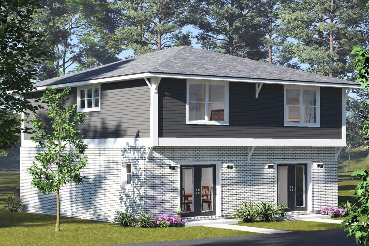 Plan 52594WM: Contemporary Two-Story Multifamily House Plan with Two Bedrooms - Image #4 - Contemporary, Modern, Victorian