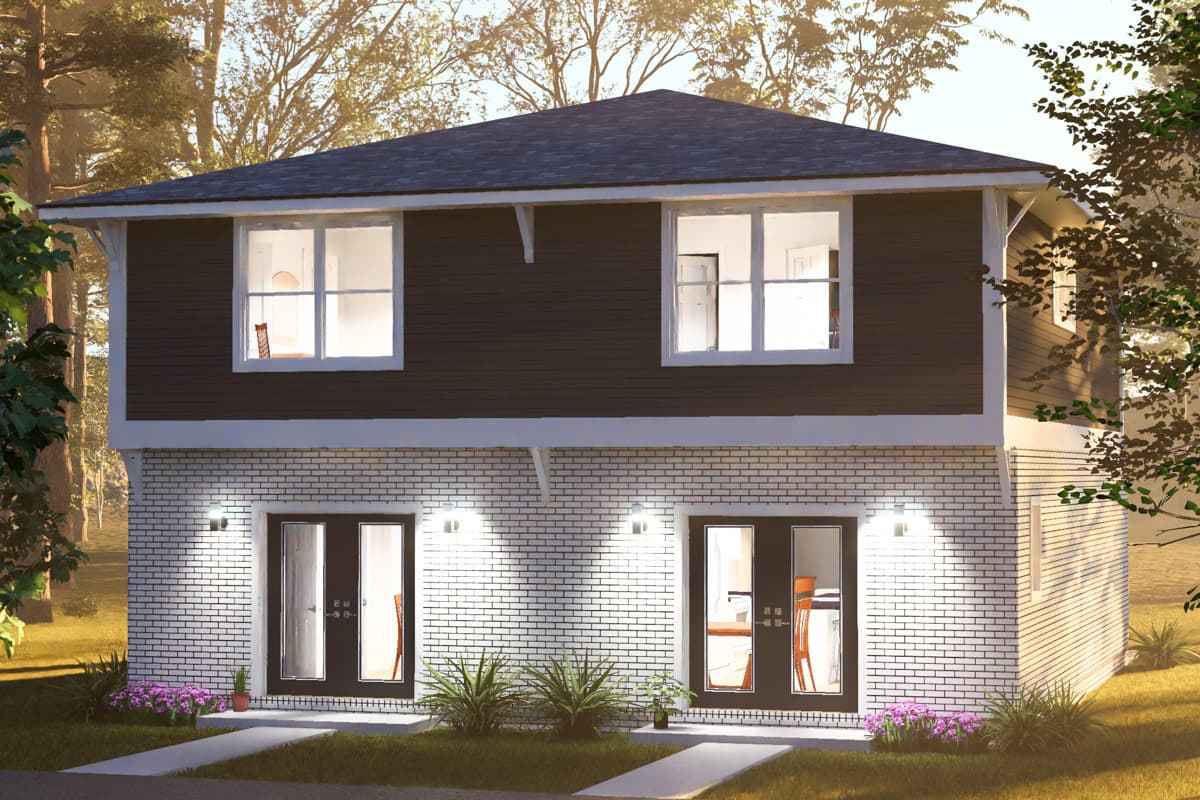Plan 52594WM: Contemporary Two-Story Multifamily House Plan with Two Bedrooms - Image #9 - Contemporary, Modern, Victorian