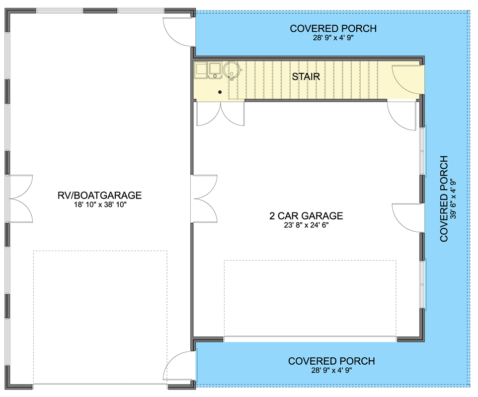 Plan 61772UT: Versatile RV Garage Plan Featuring 717 Square Foot Living Space - Floor Plan - Main Level - Traditional
