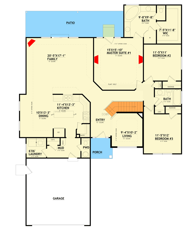 Plan 849176PGE: Traditional House Plan with 3 Bedrooms and Formal Dining - Floor Plan - Main Level - Traditional